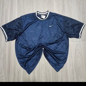 Vintage 90s Nike Navy Blue Mesh Jersey Men’s Size XL Swoosh Tag Retro